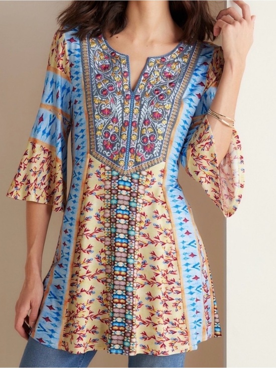 Soft Surroundings Tops - Soft Surroundings Fifi Embroidered Tunic Top